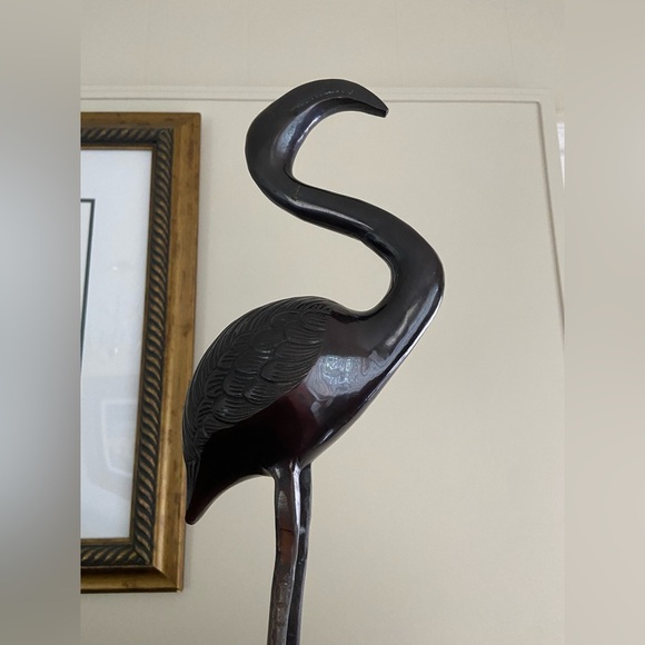 Bronze Plated Brass Tall 20” FLAMINGO Statue Sculpture India - Picture 4 of 13